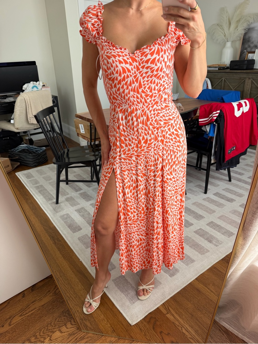 Reformation midi square neck dress